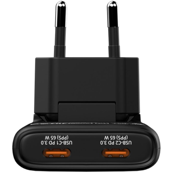 Verbatim Cargador GaN Fold 'n' Go 65W con 2 Puertos USB-C Negro